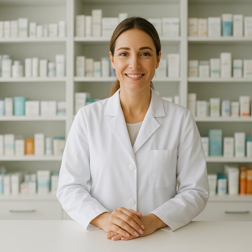Interno della Parafarmacia Mungo con la farmacista al banco
